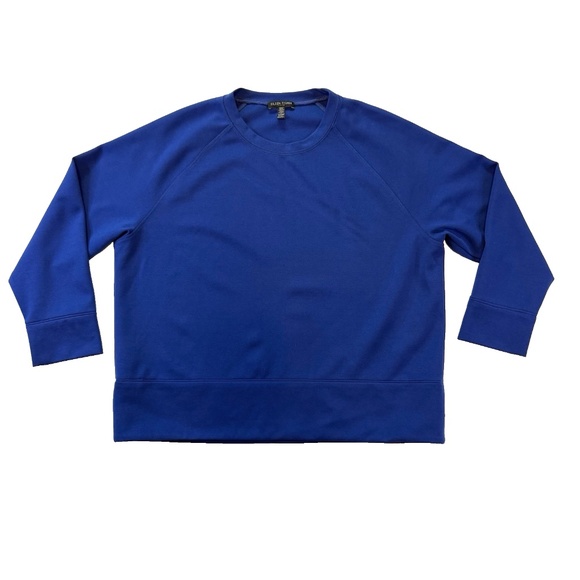 Eileen Fisher Size M Petite Blue Flex Tencel Ponte Shirt Round Neck Top Boxy Fit - Picture 4 of 12